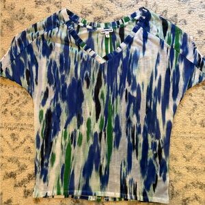 Express Vivid Blue and Green Short Sleeve Top